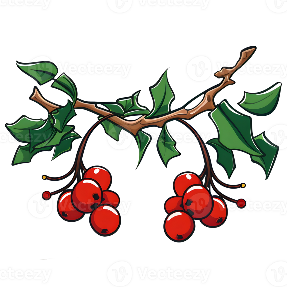 Branch of mistletoes illustrations, ai generative png
