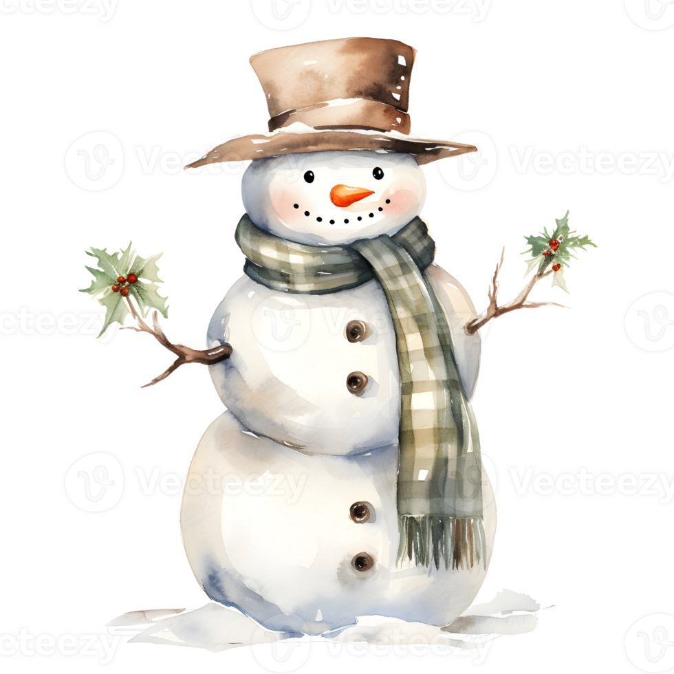 A snowman, watercolor, illustrations, ai generative png