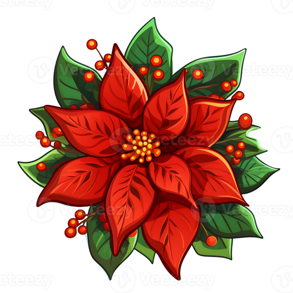 Poinsettias illustrations, ai generative png