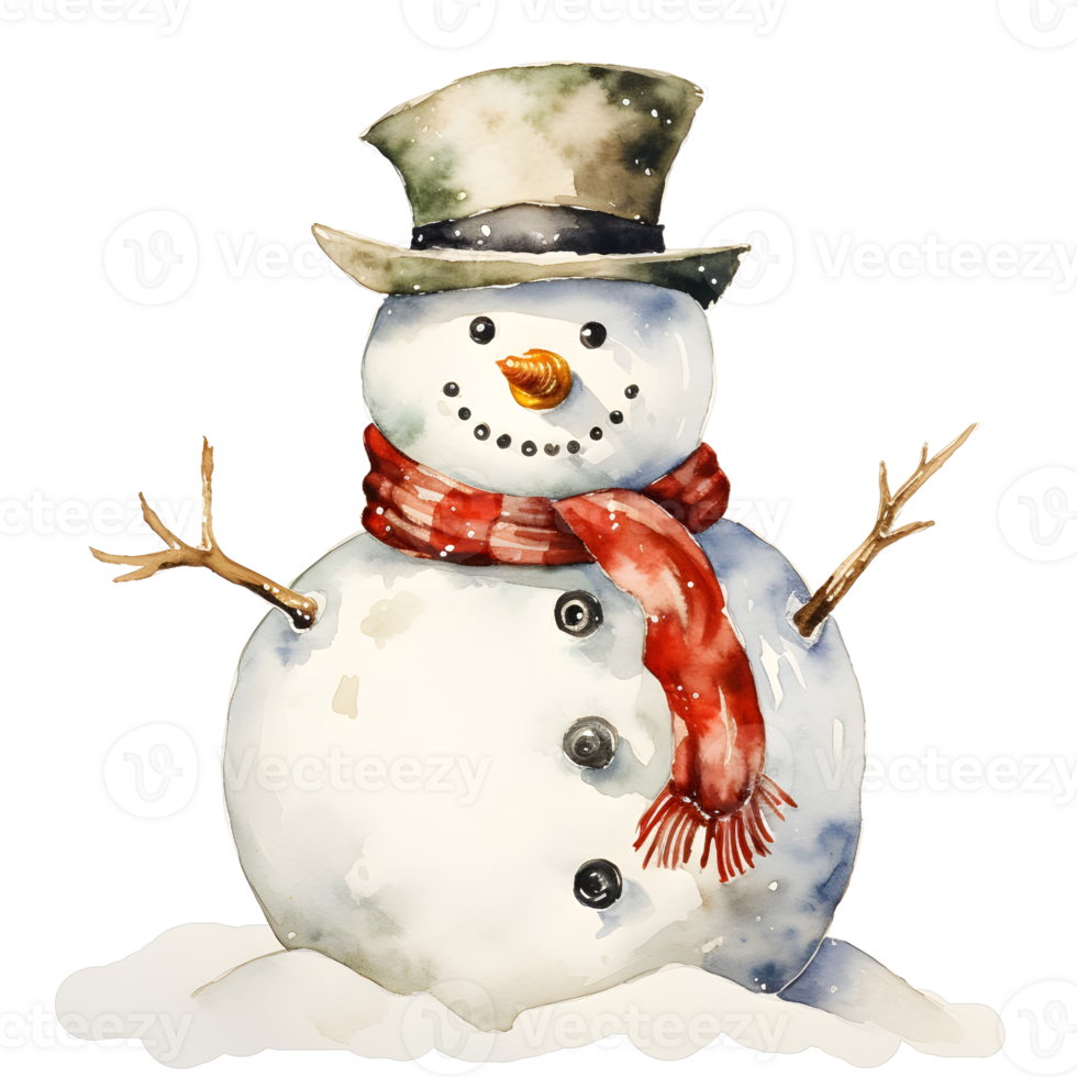 A snowman, watercolor, illustrations, ai generative png