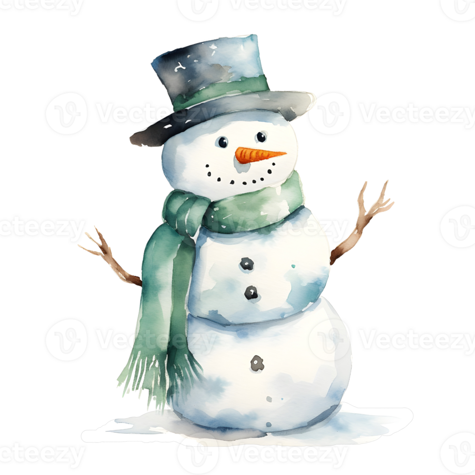 A snowman, watercolor, illustrations, ai generative png