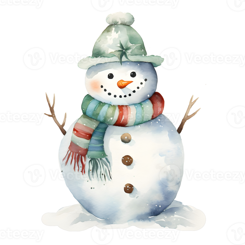 A snowman, watercolor, illustrations, ai generative png