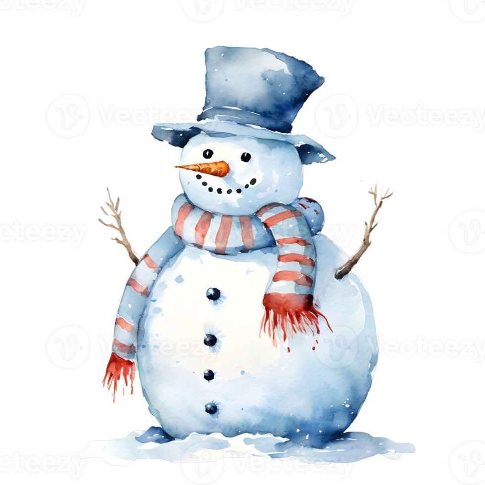 A snowman, watercolor, illustrations, ai generative png