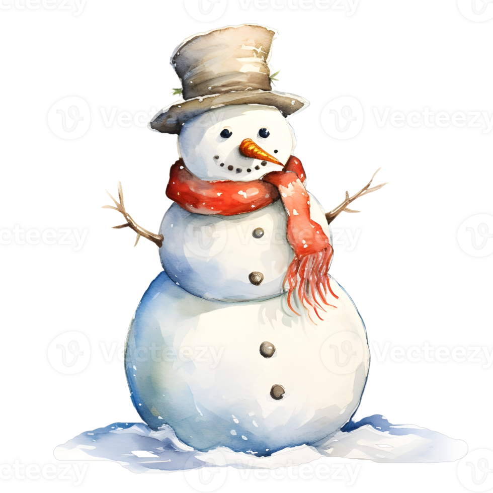 A snowman, watercolor, illustrations, ai generative png