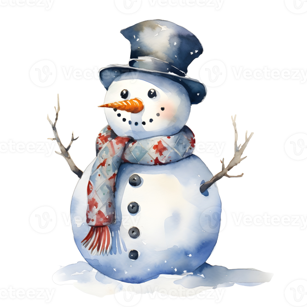 A snowman, watercolor, illustrations, ai generative png