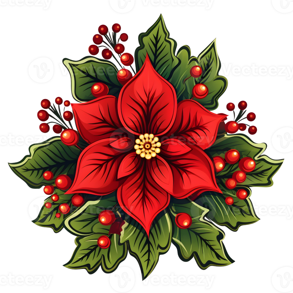 Poinsettias illustrations, ai generative png