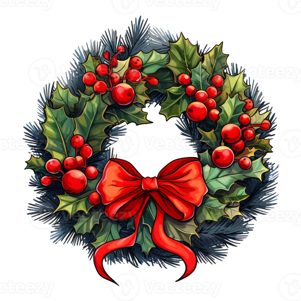 Christmas wreath, illustrations, ai generative png