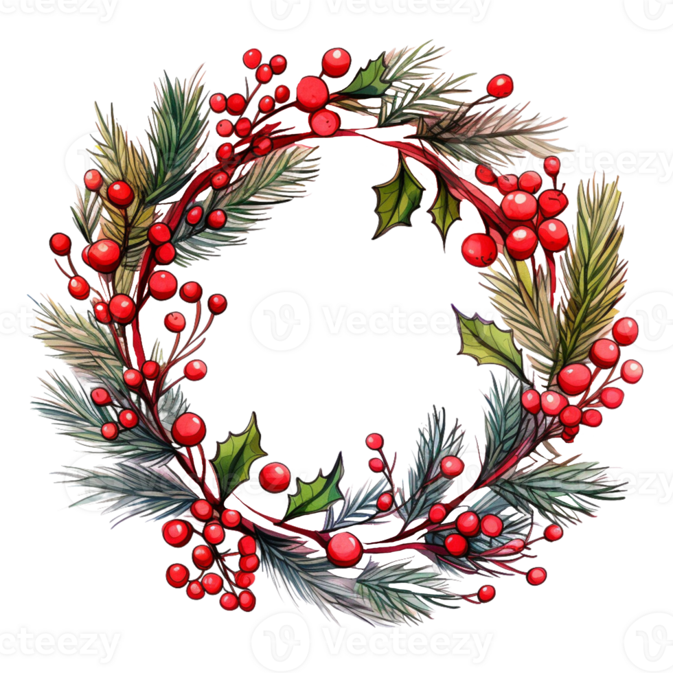Christmas wreath, illustrations, ai generative png