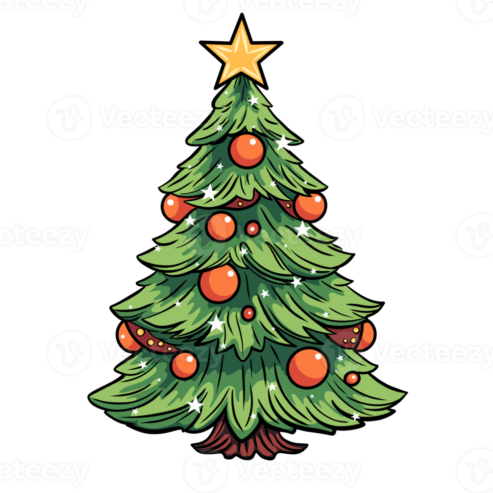 Christmas trees illustrations, ai generative png