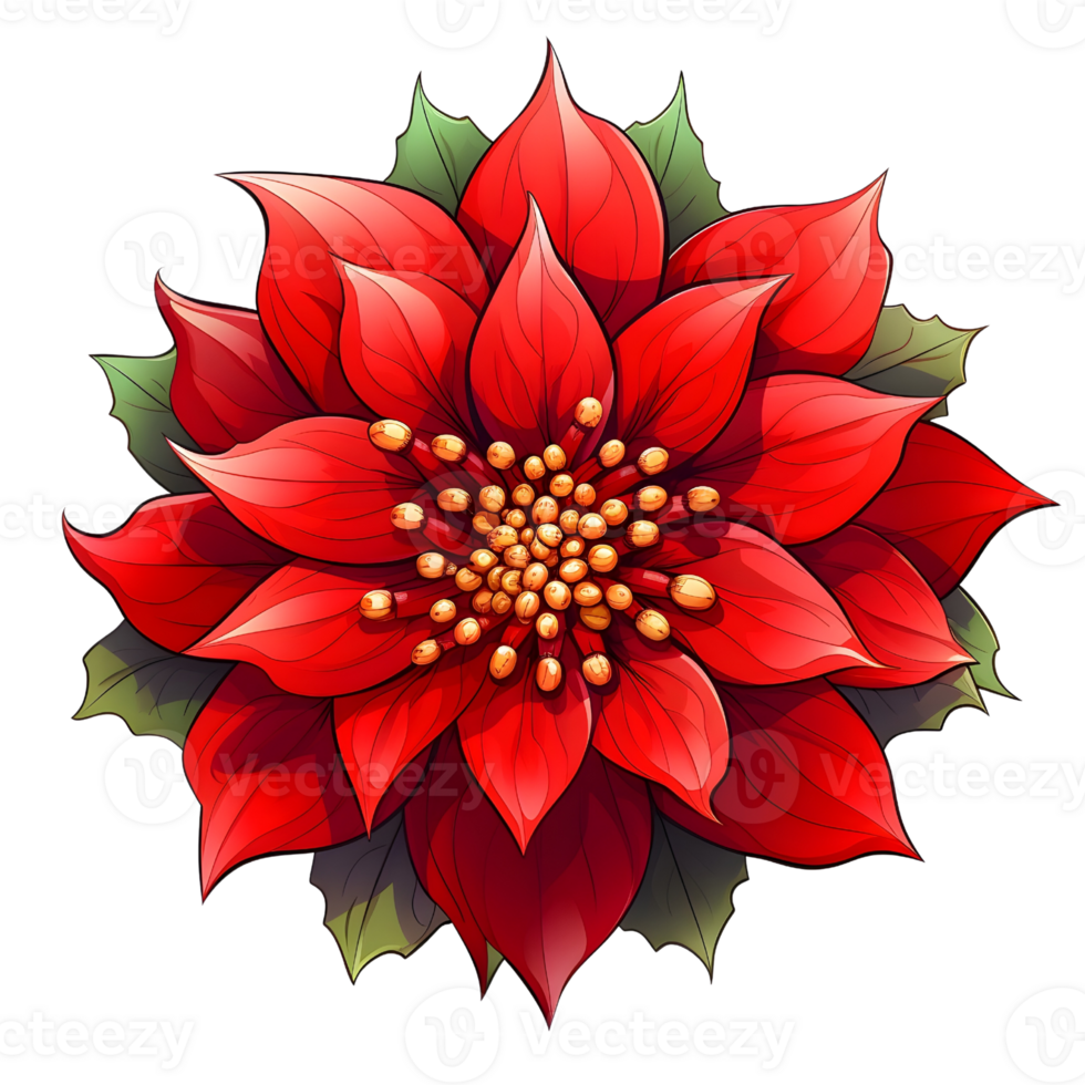Poinsettias illustrations, ai generative png