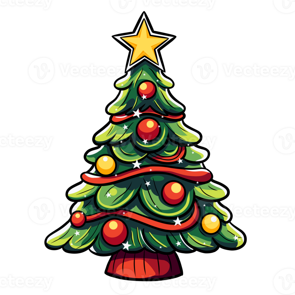 Christmas trees illustrations, ai generative png