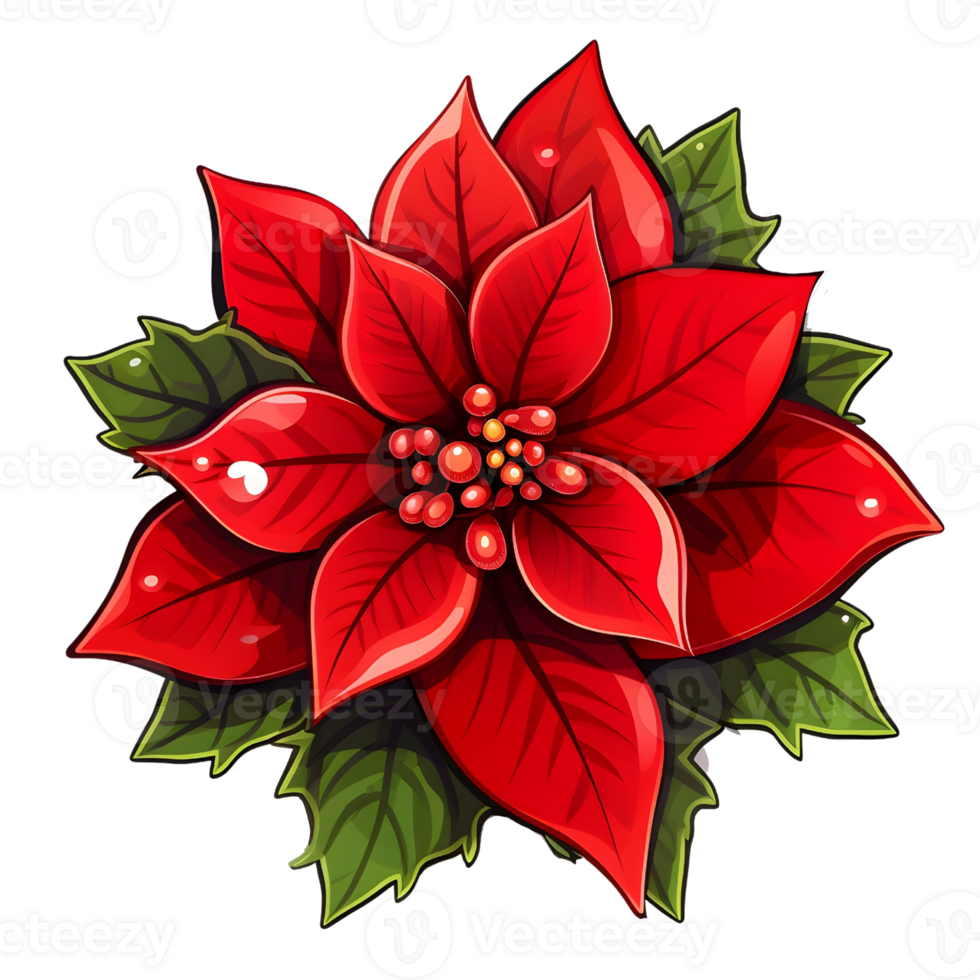 Poinsettias illustrations, ai generative png