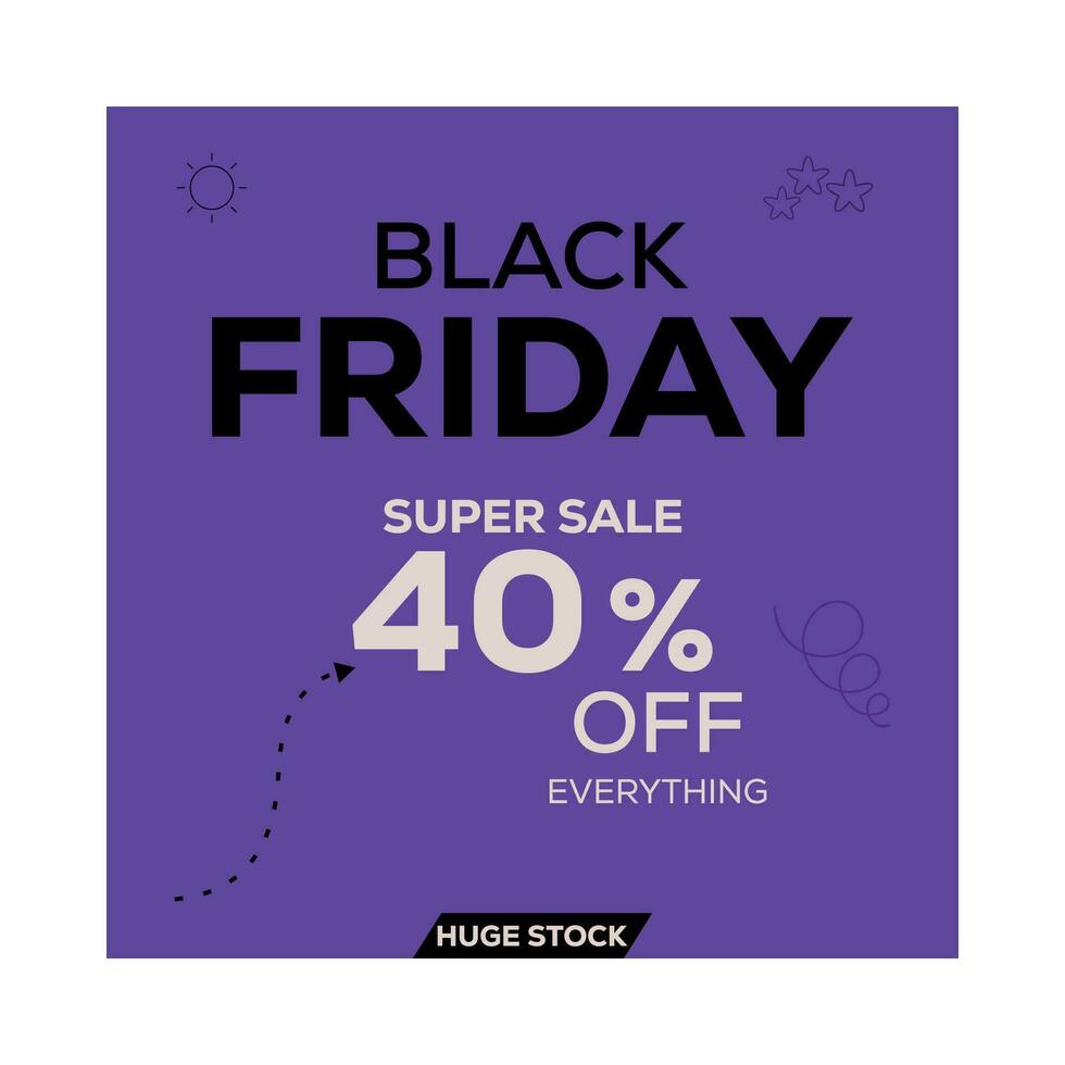 Vector Black Friday sale 40 percent off flat design.