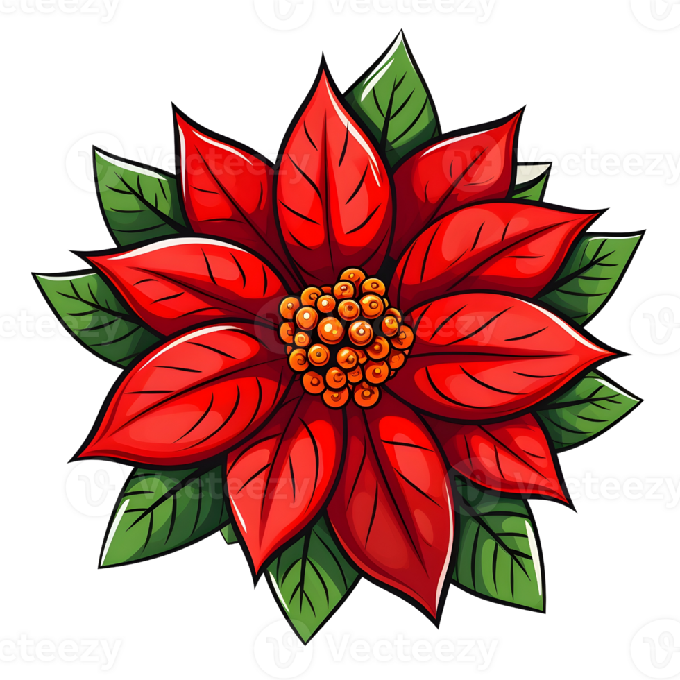 Poinsettias illustrations, ai generative png
