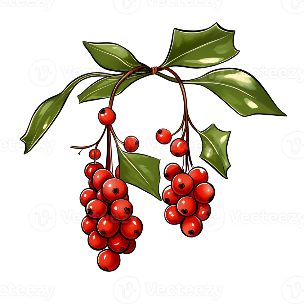 Branch of mistletoes illustrations, ai generative png