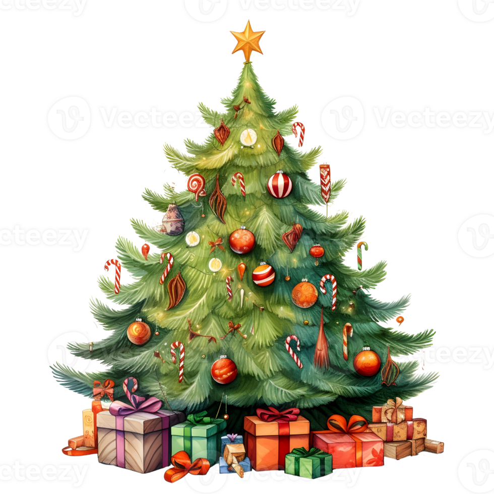 Christmas trees illustrations, ai generative png