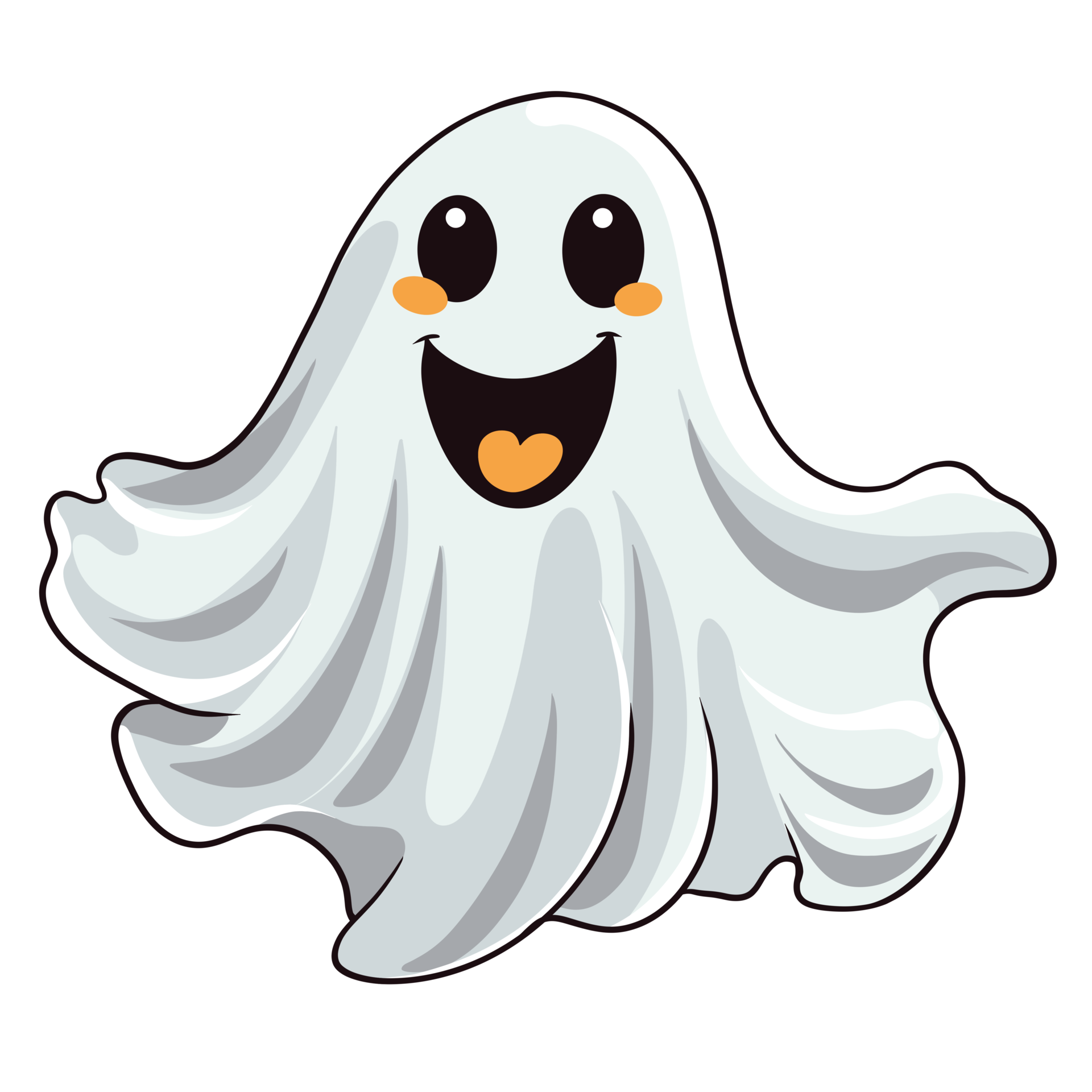 The outline white ghost elements, ai generative 32477920 PNG
