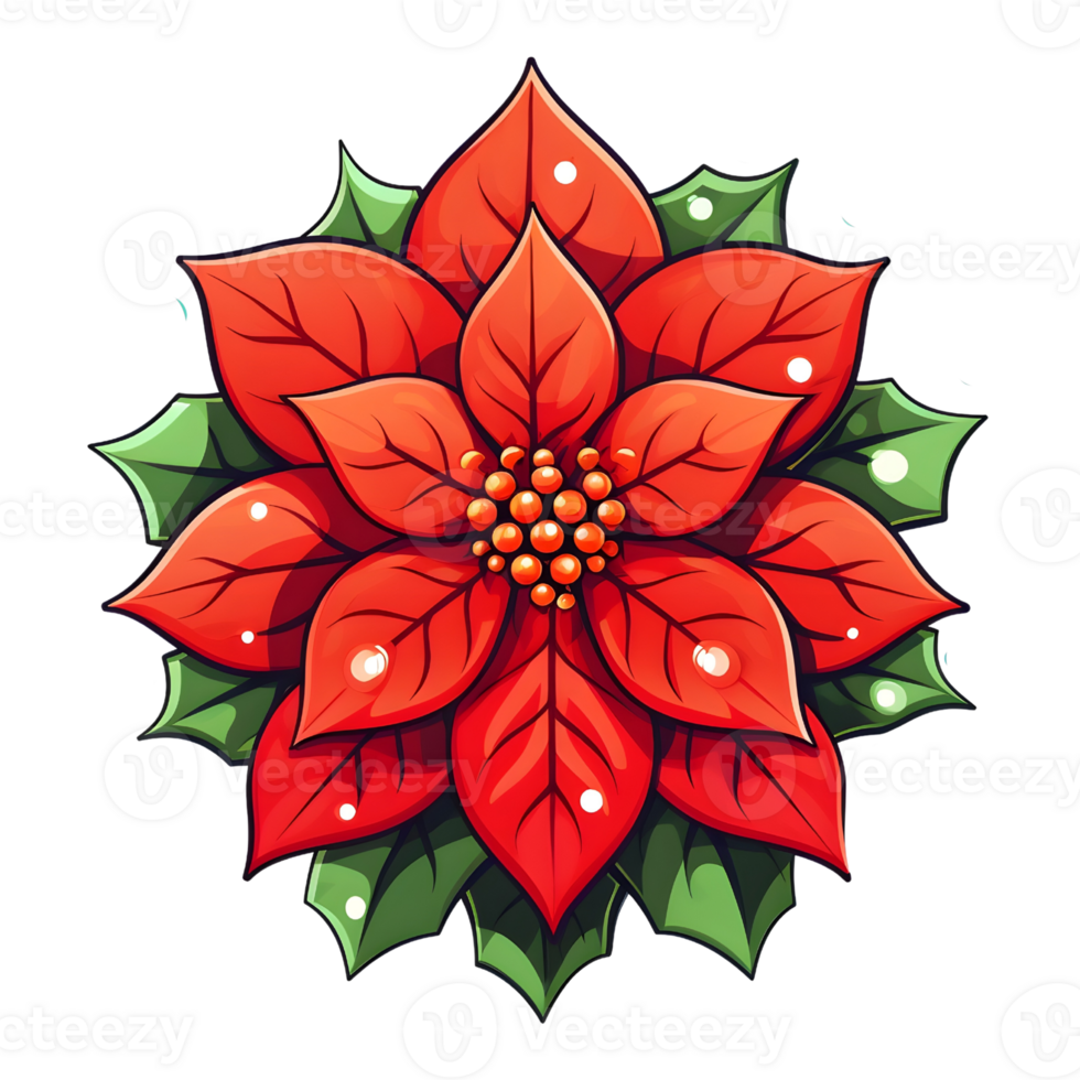 Poinsettias illustrations, ai generative png