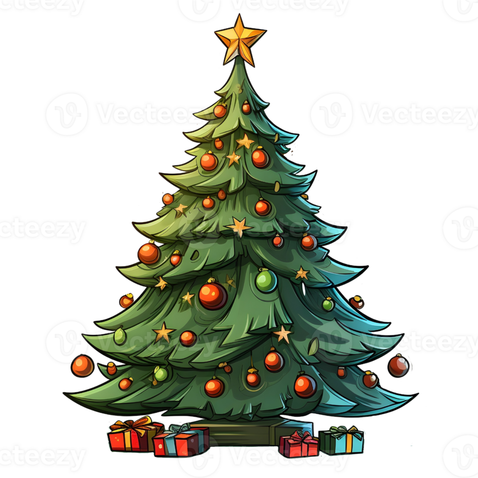 Christmas trees illustrations, ai generative png