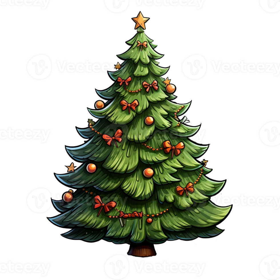 Christmas trees illustrations, ai generative png