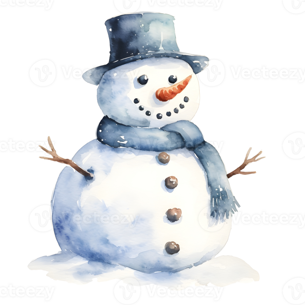 A snowman, watercolor, illustrations, ai generative png