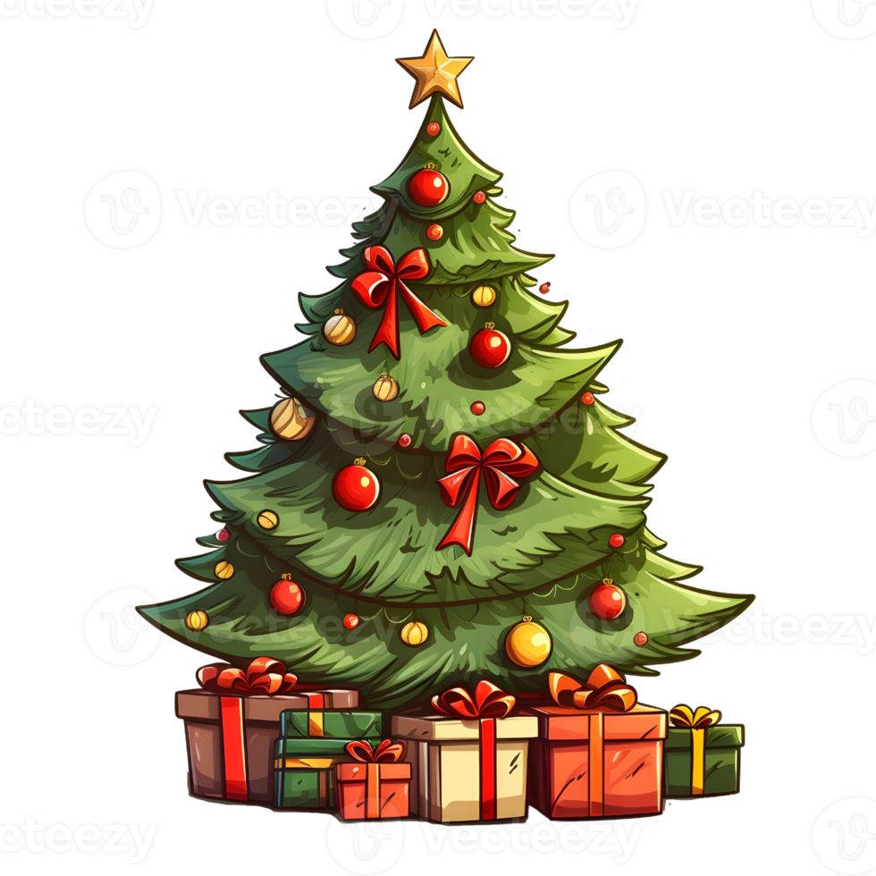 Christmas trees illustrations, ai generative png