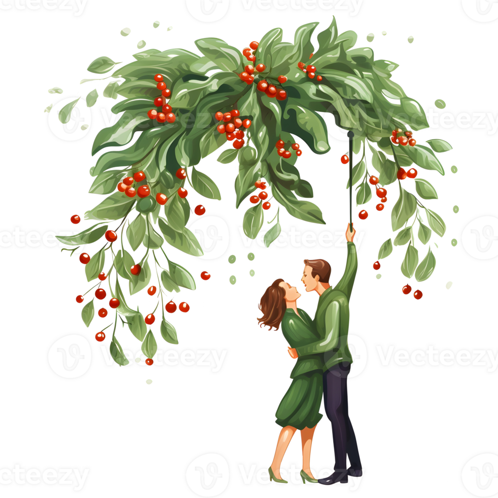 Branch of mistletoes illustrations, ai generative png