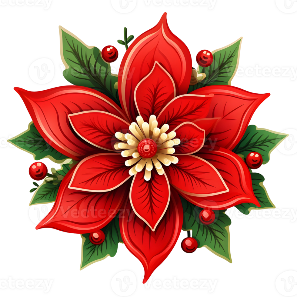 Poinsettias illustrations, ai generative png
