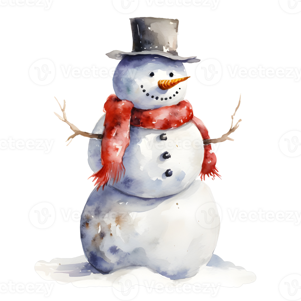 A snowman, watercolor, illustrations, ai generative png