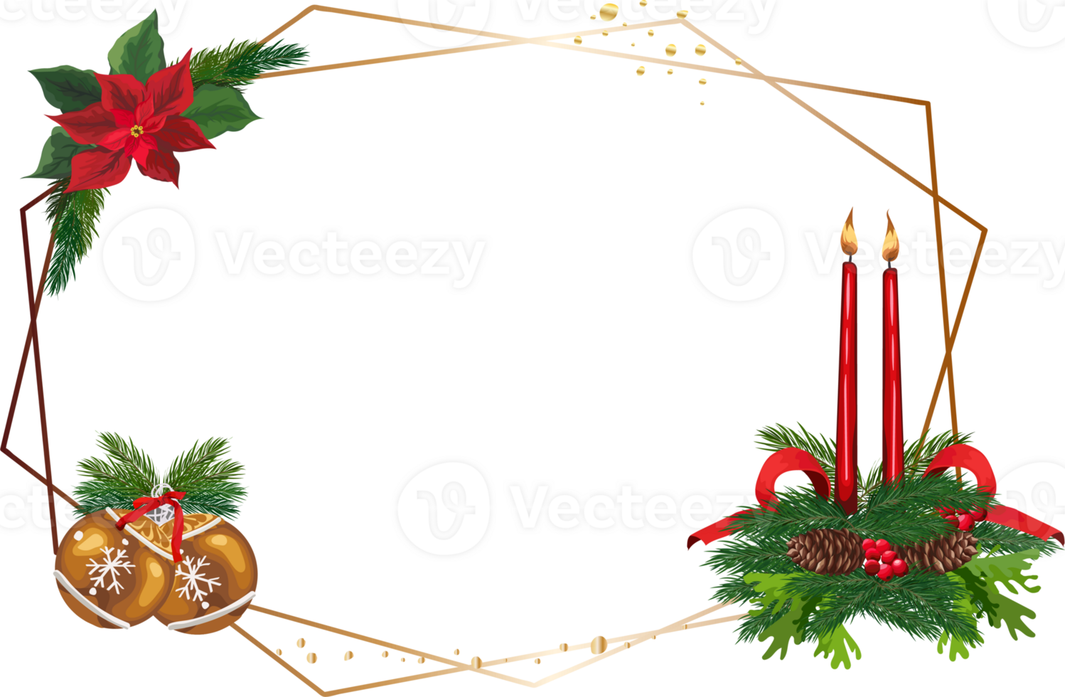 Christmas frame on transparent background. png