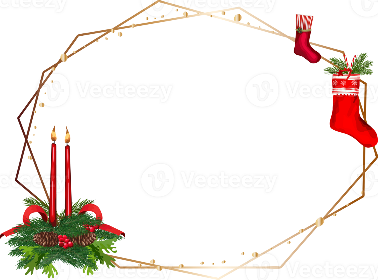 Christmas frame on transparent background. png