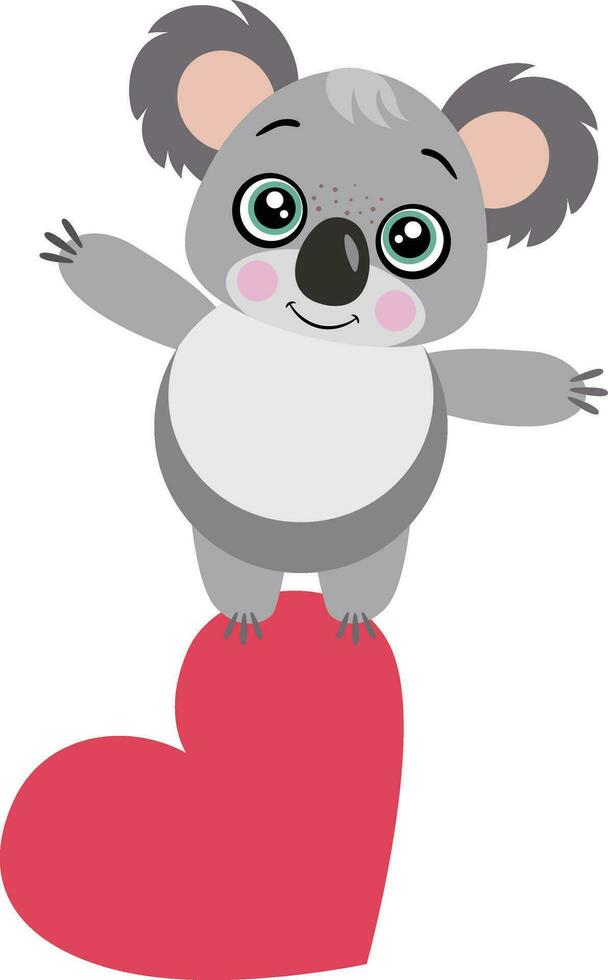 Cute koala on top of heart vector
