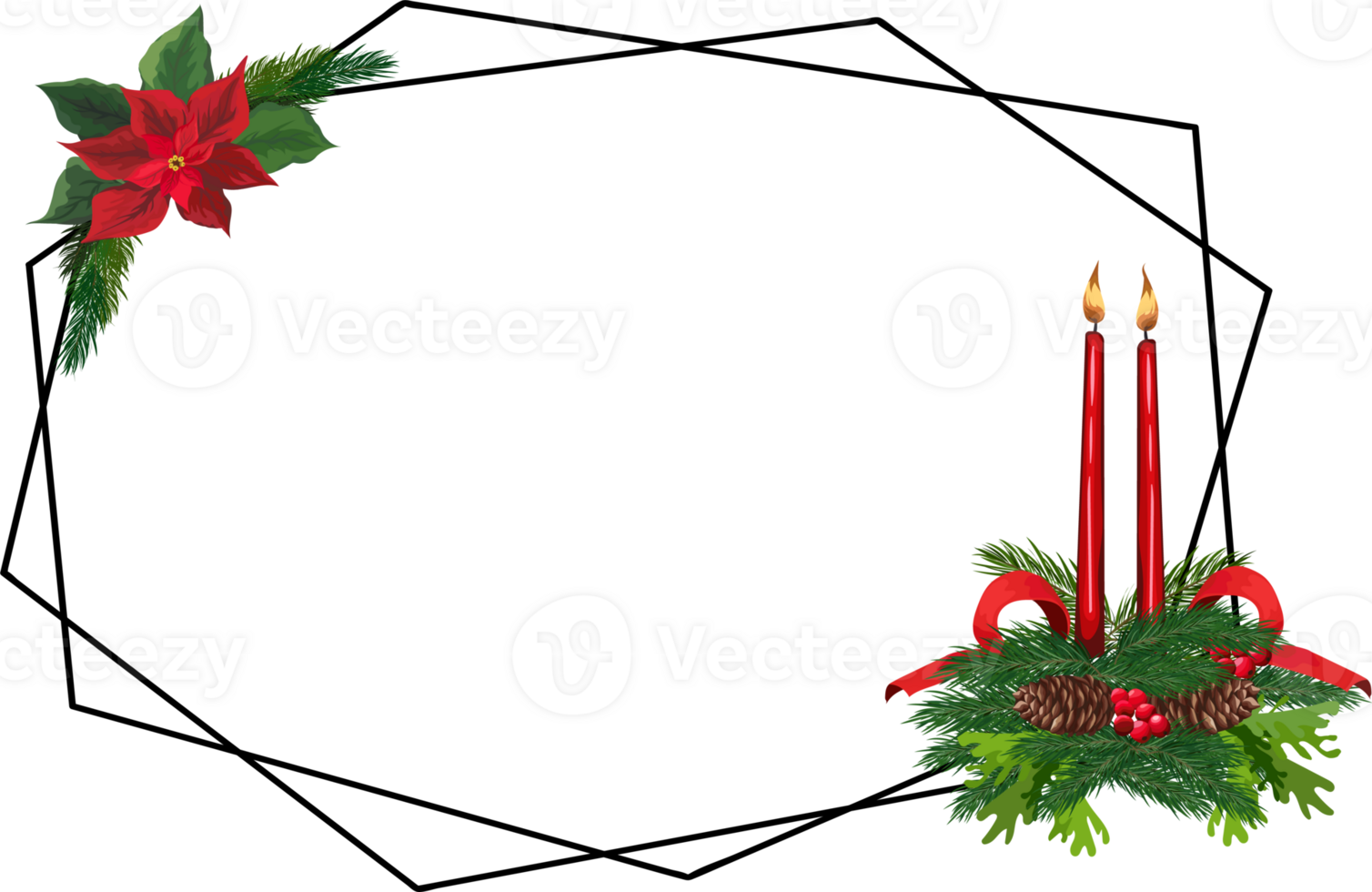 Christmas frame on transparent background. png