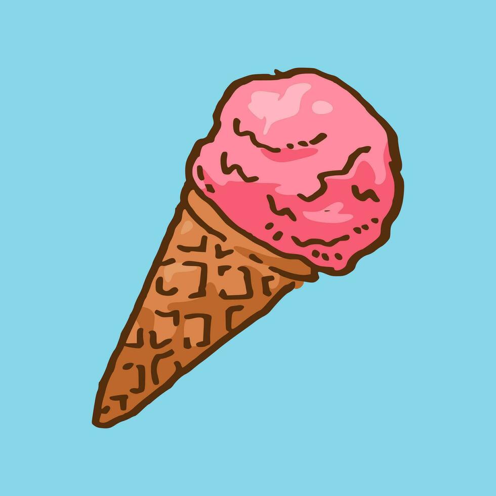 ice cream in hand drawn and colored style. vector illustration.