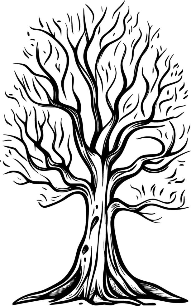 black tree on white background, illustration photo