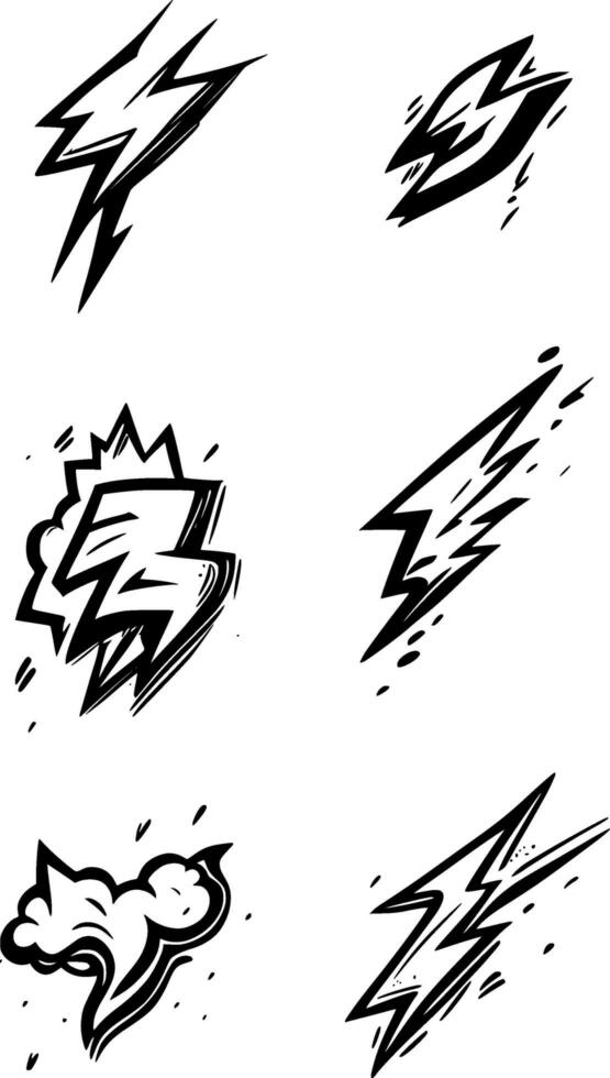 lightning icon. hand drawn lightning icon set photo