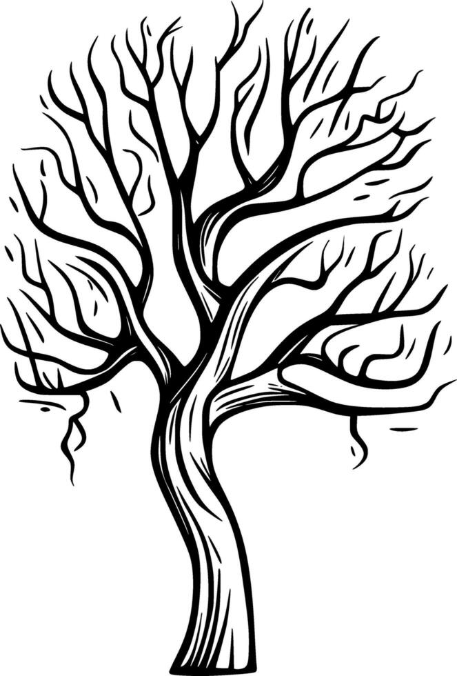 negro árbol en blanco fondo, ilustración foto