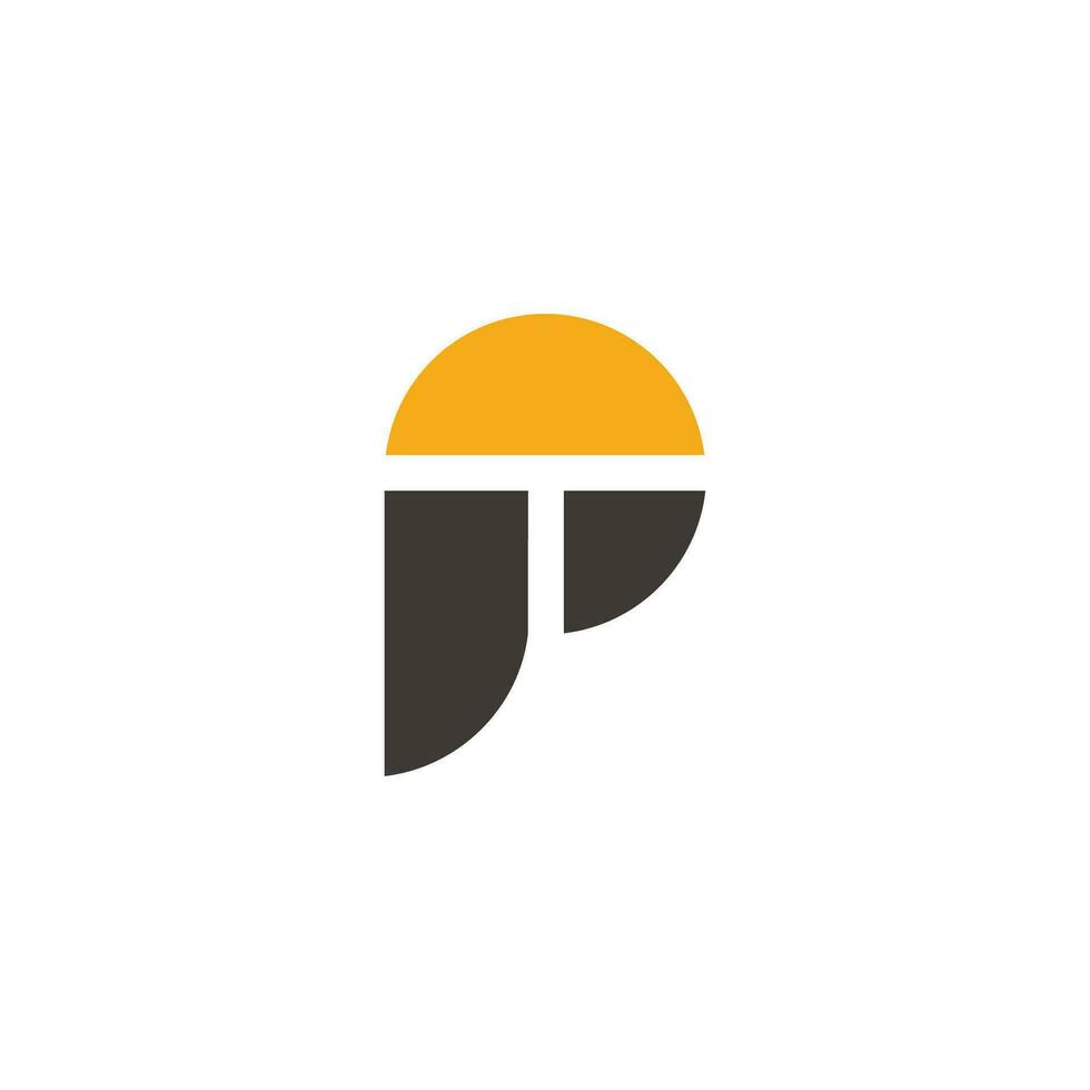 letter pt simple geometric logo vector