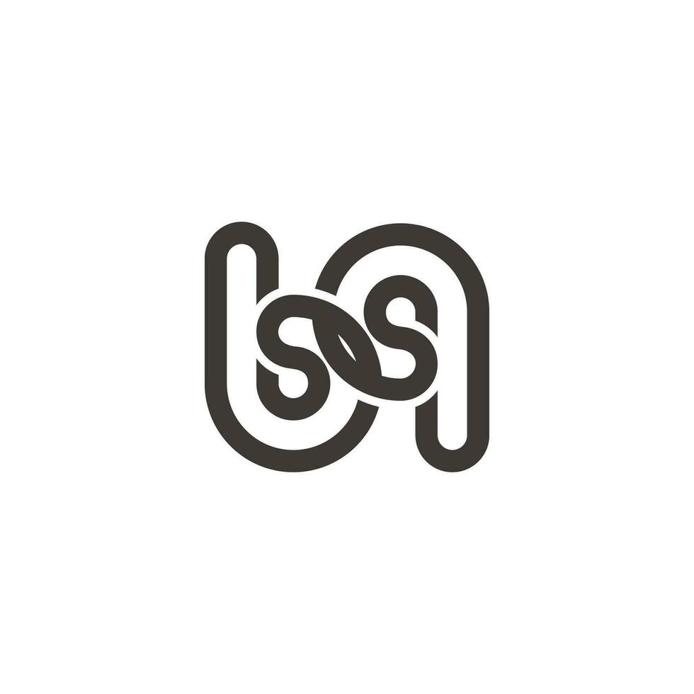 letter bq linked overlapping 3d flat line logo vector