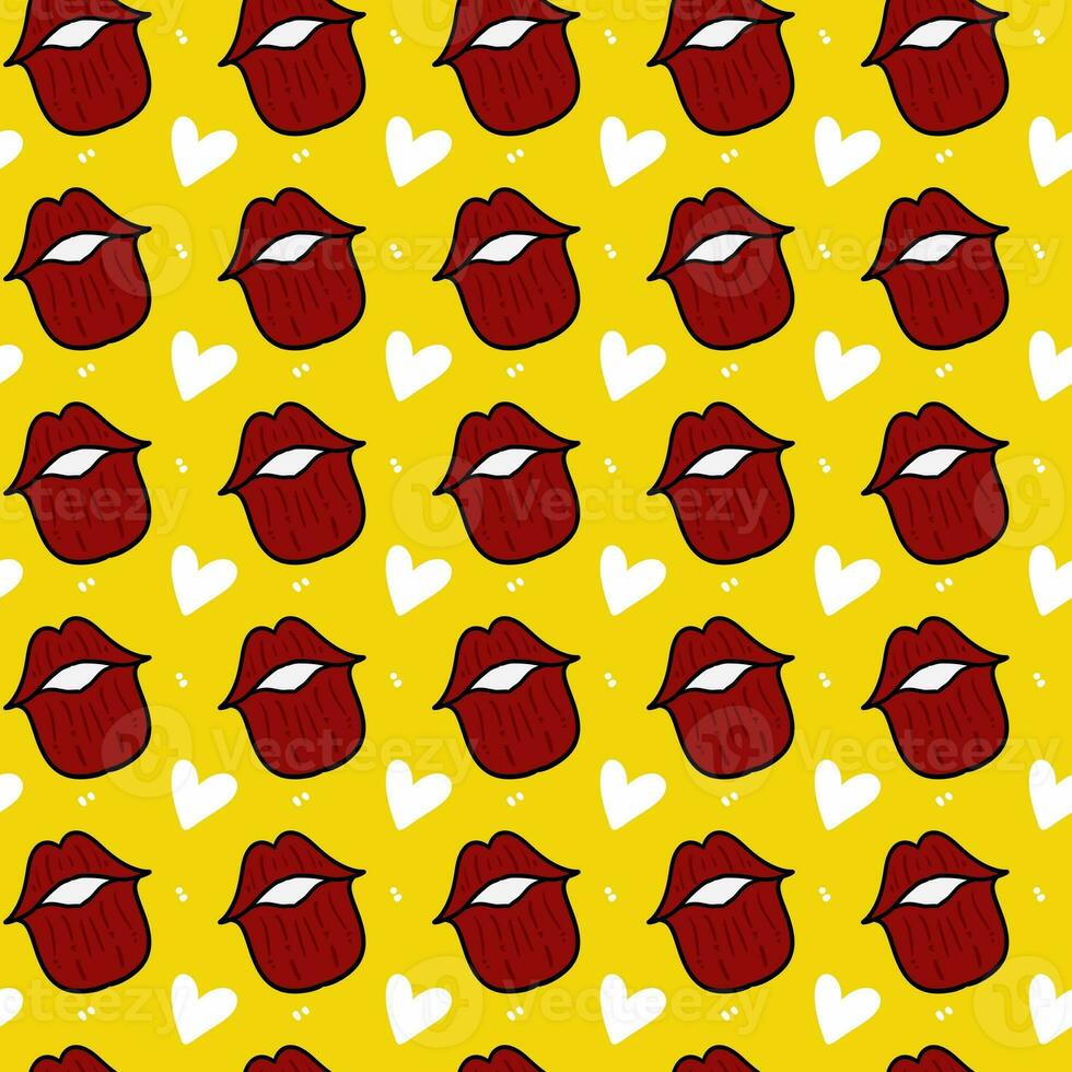 seamless pattern of heart and lips photo