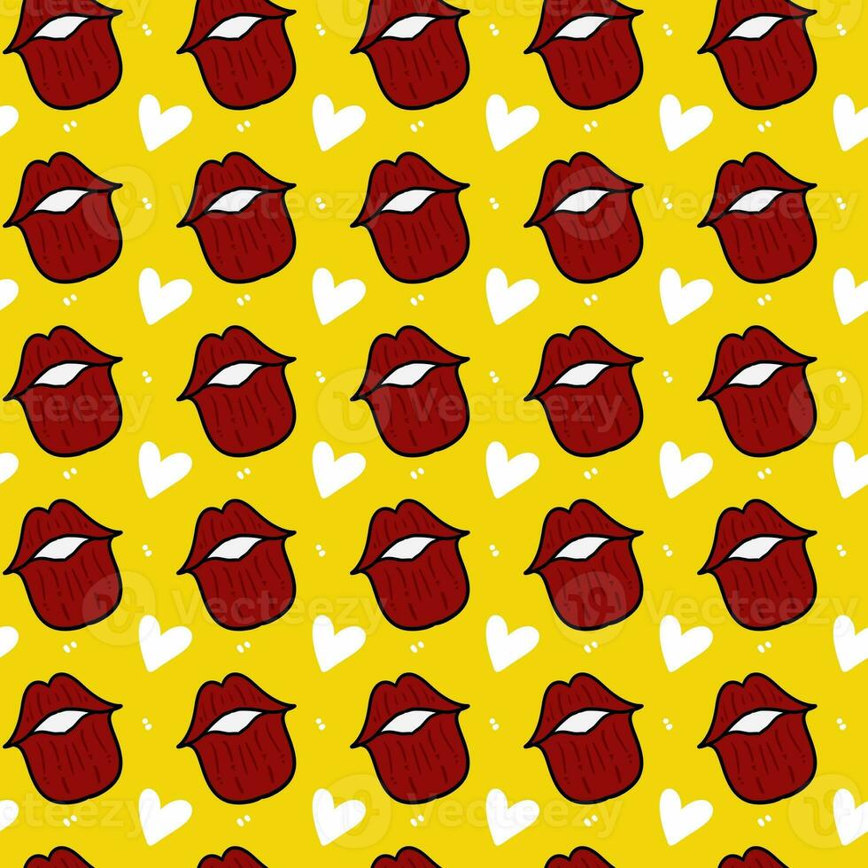 seamless pattern of heart and lips photo