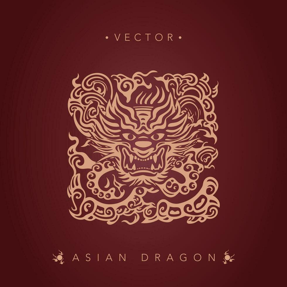 patrón de tótem de dragón chino dragón asiático vector