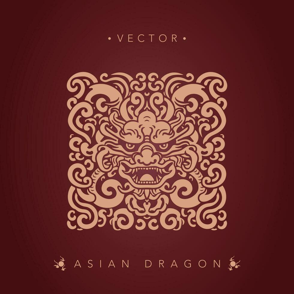 patrón de tótem de dragón chino dragón asiático vector