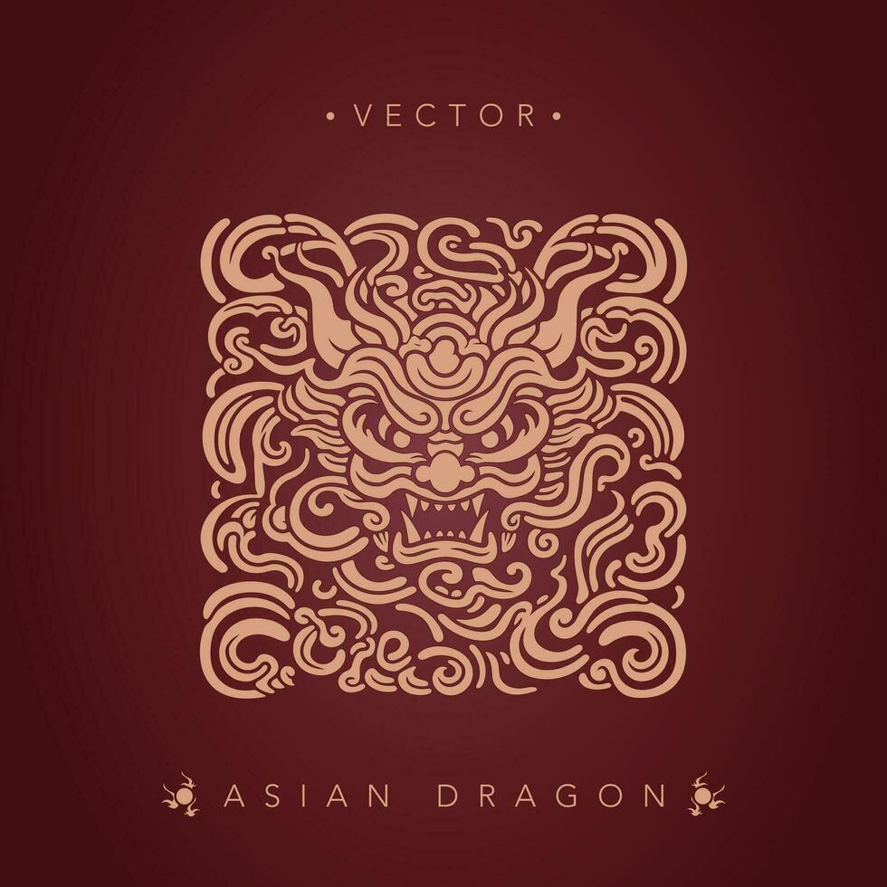 patrón de tótem de dragón chino dragón asiático vector