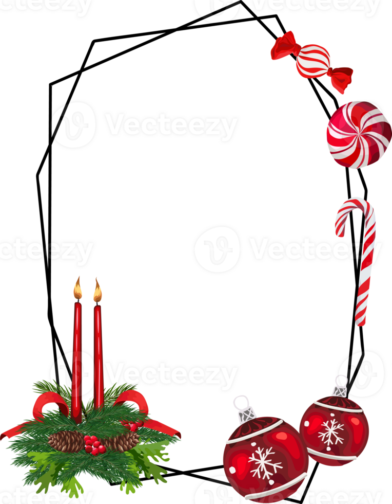 Christmas frame on transparent background. png