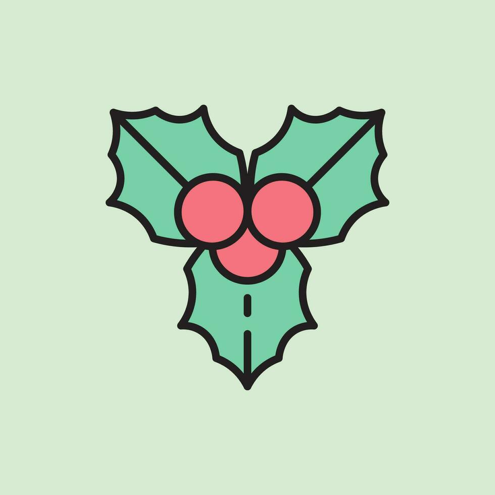 christmas mistletoe icon with lineal color style vector