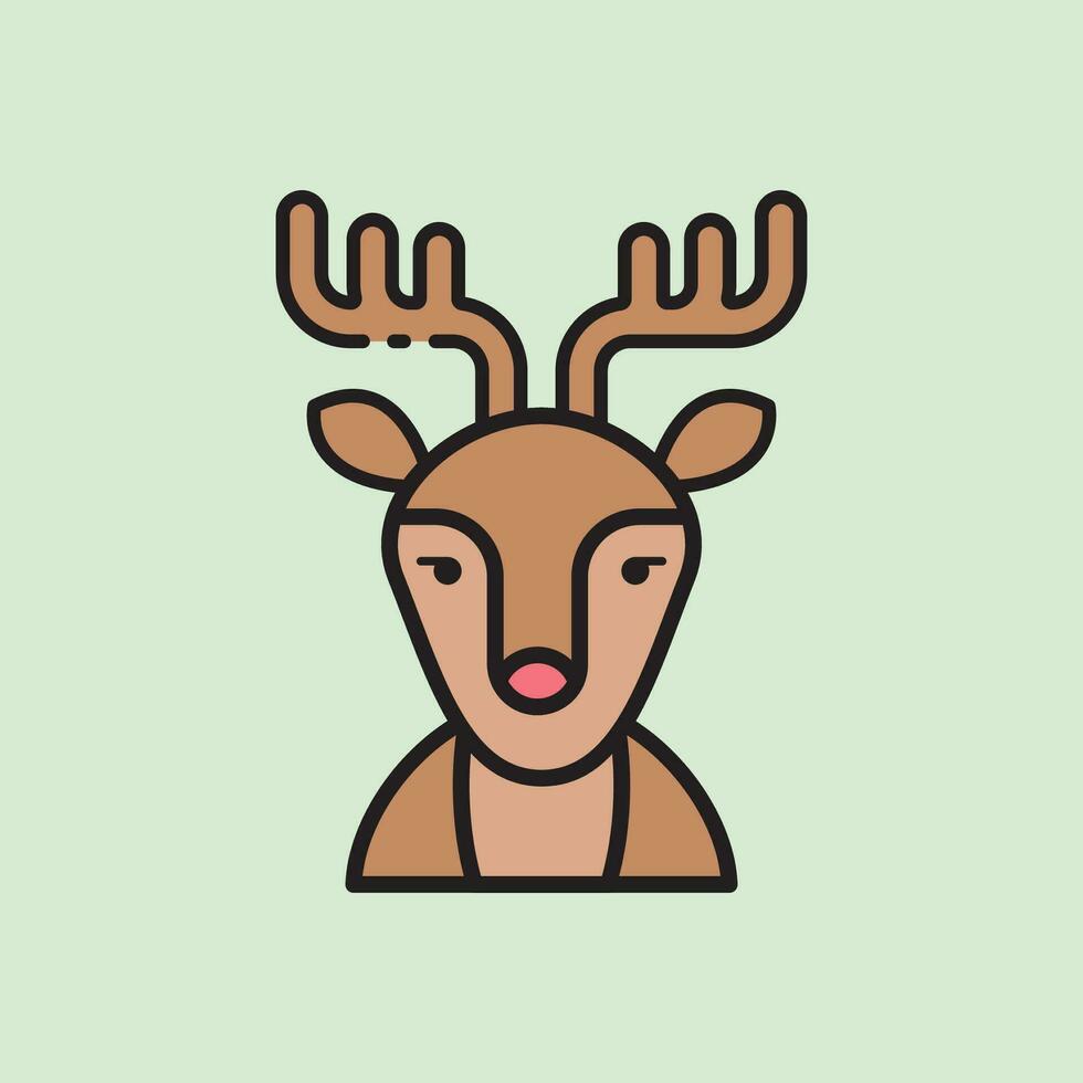 christmas deer icon with lineal color style vector