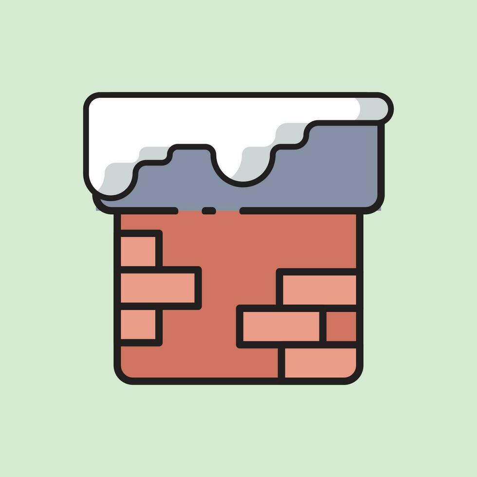 christmas chimney icon with lineal color style vector