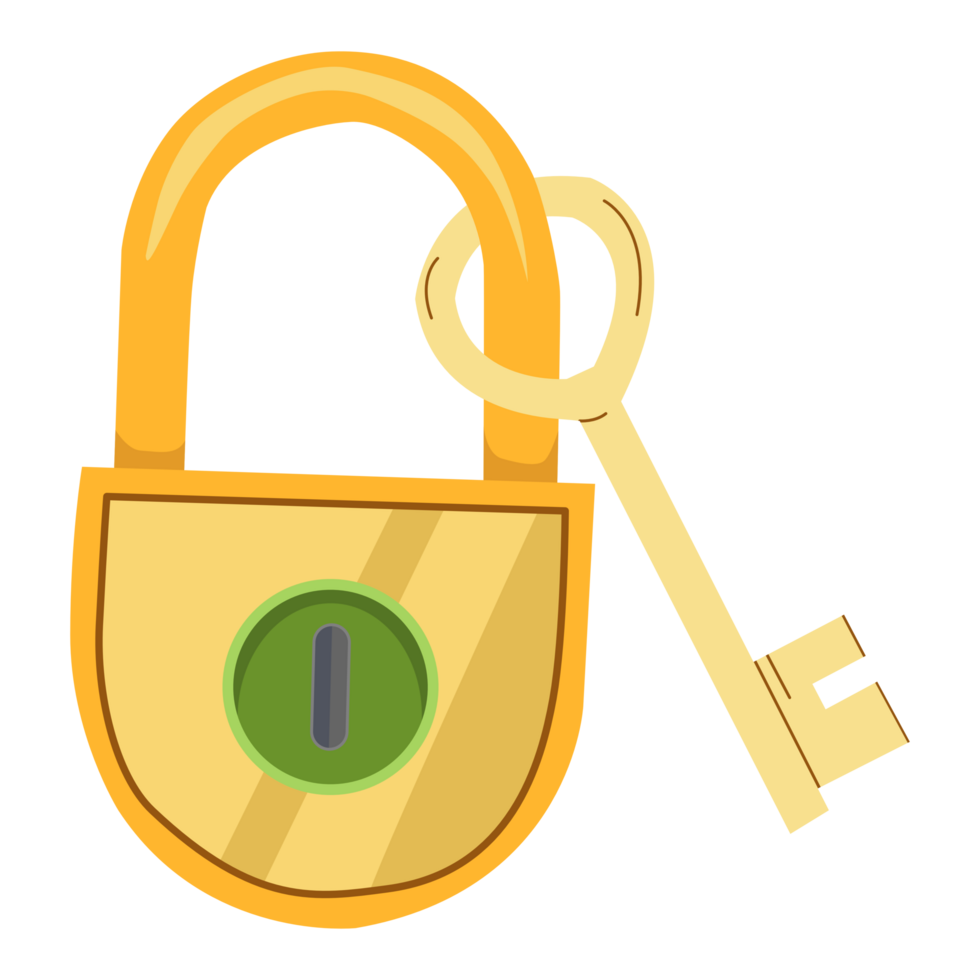 Lock and key or lock with key icon in flat style icon. png