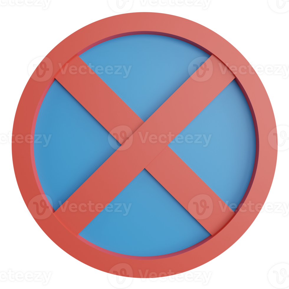 No stopping sign clipart flat design icon isolated on transparent background, 3D render road sign and traffic sign concept png